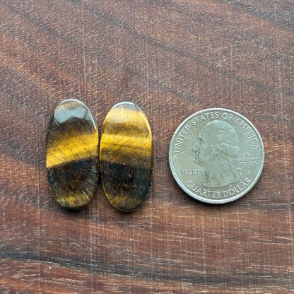 Cabochon Pair - Tiger eye - Oval - Teardrop