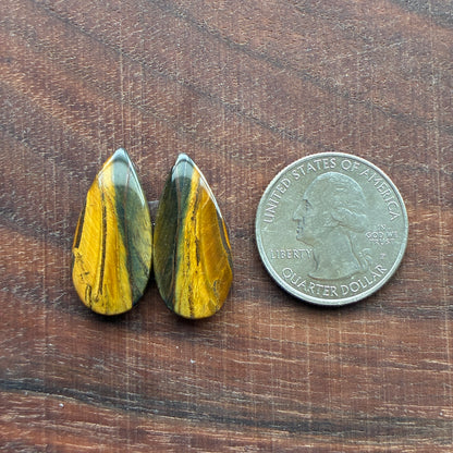 Cabochon Pair - Tiger eye - Oval - Teardrop