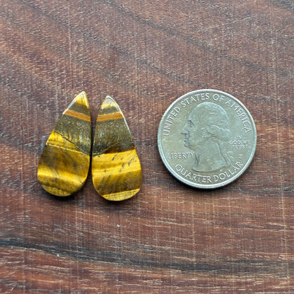 Cabochon Pair - Tiger eye - Oval - Teardrop