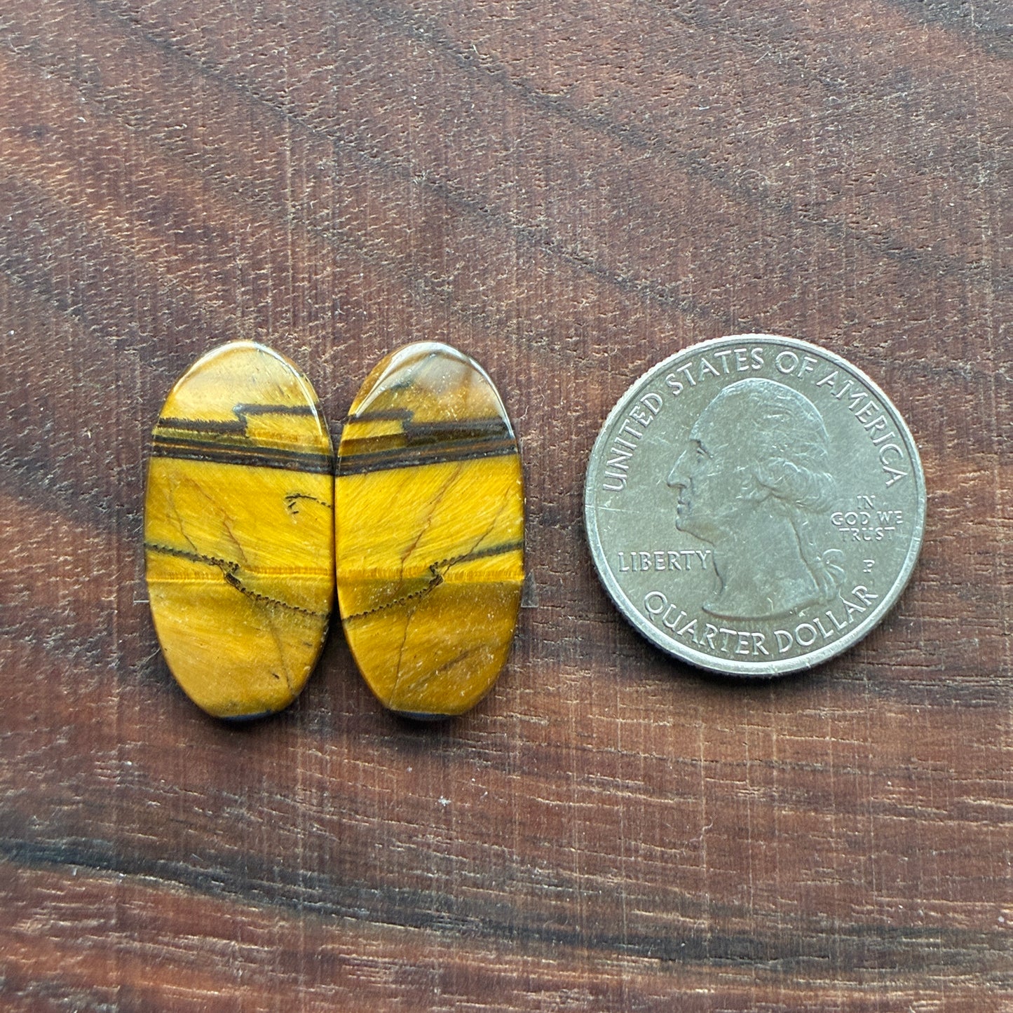 Cabochon Pair - Tiger eye - Oval - Teardrop