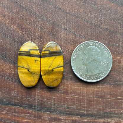 Cabochon Pair - Tiger eye - Oval - Teardrop