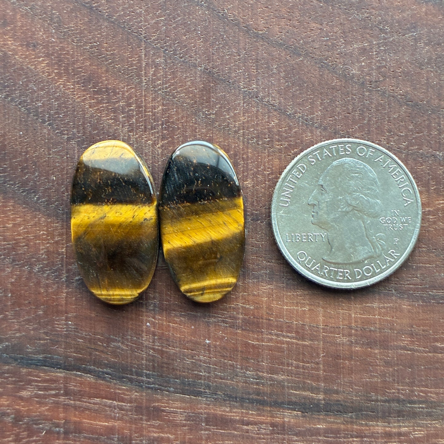 Cabochon Pair - Tiger eye - Oval - Teardrop