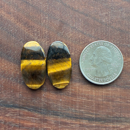 Cabochon Pair - Tiger eye - Oval - Teardrop