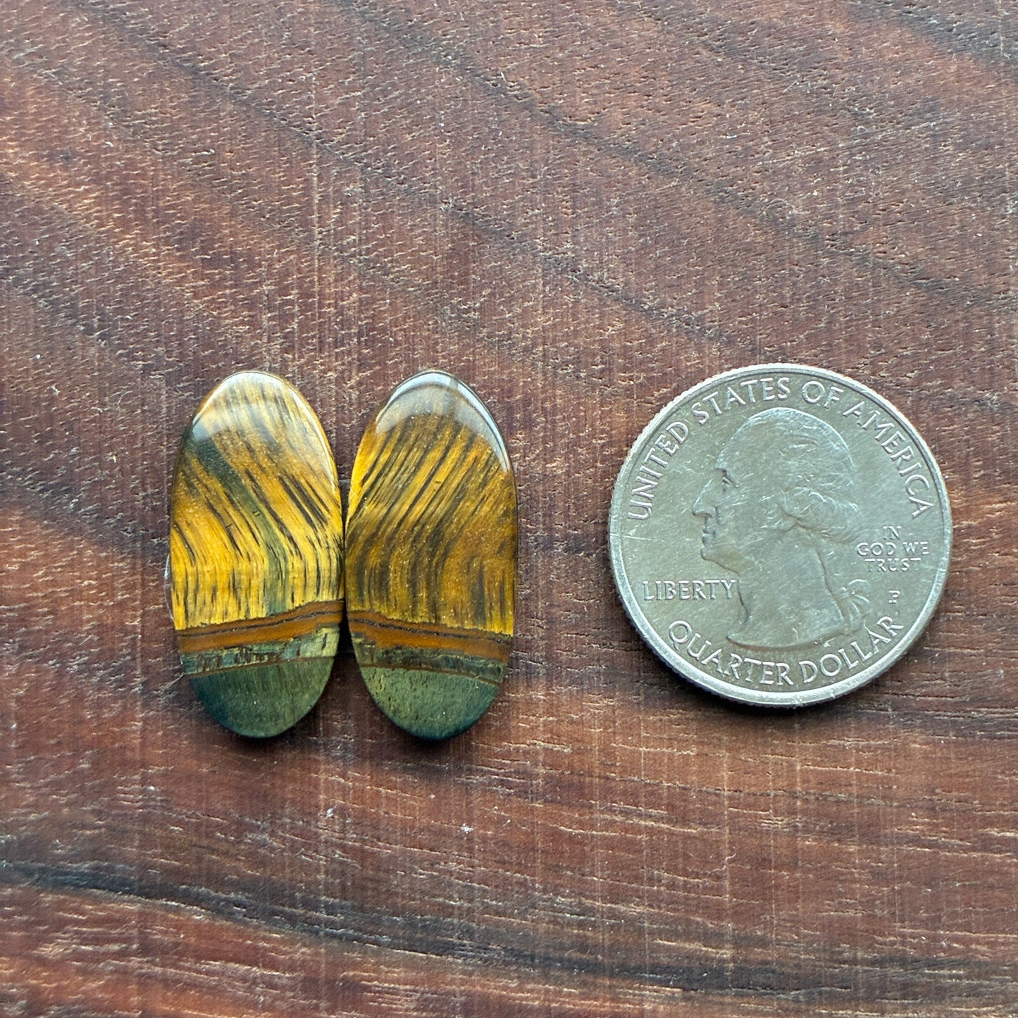 Cabochon Pair - Tiger eye - Oval - Teardrop