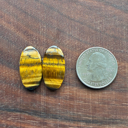 Cabochon Pair - Tiger eye - Oval - Teardrop
