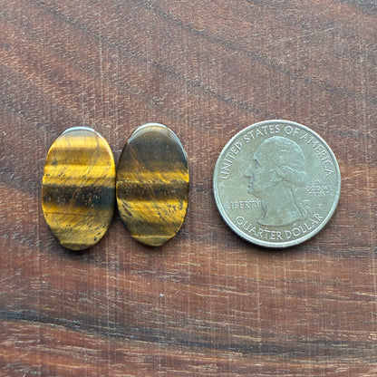 Cabochon Pair - Tiger eye - Oval - Teardrop