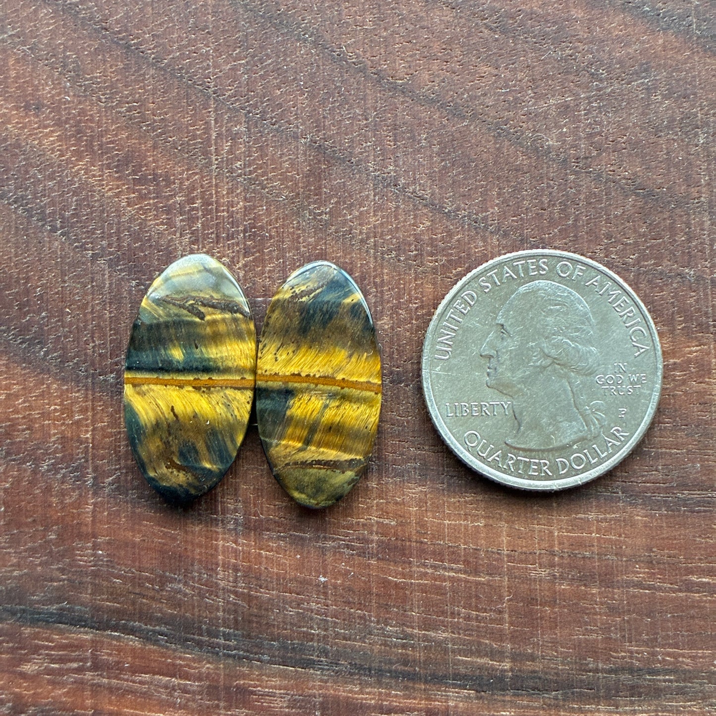 Cabochon Pair - Tiger eye - Oval - Teardrop