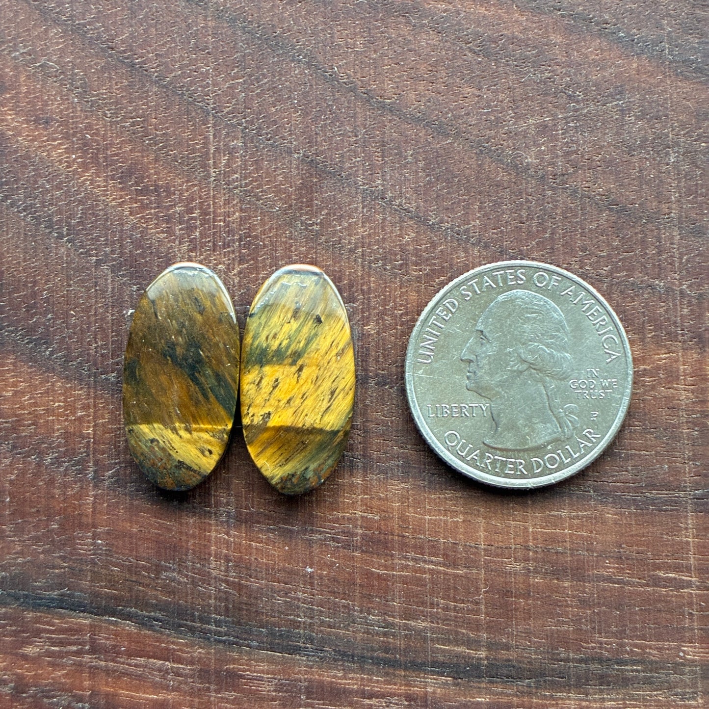Cabochon Pair - Tiger eye - Oval - Teardrop