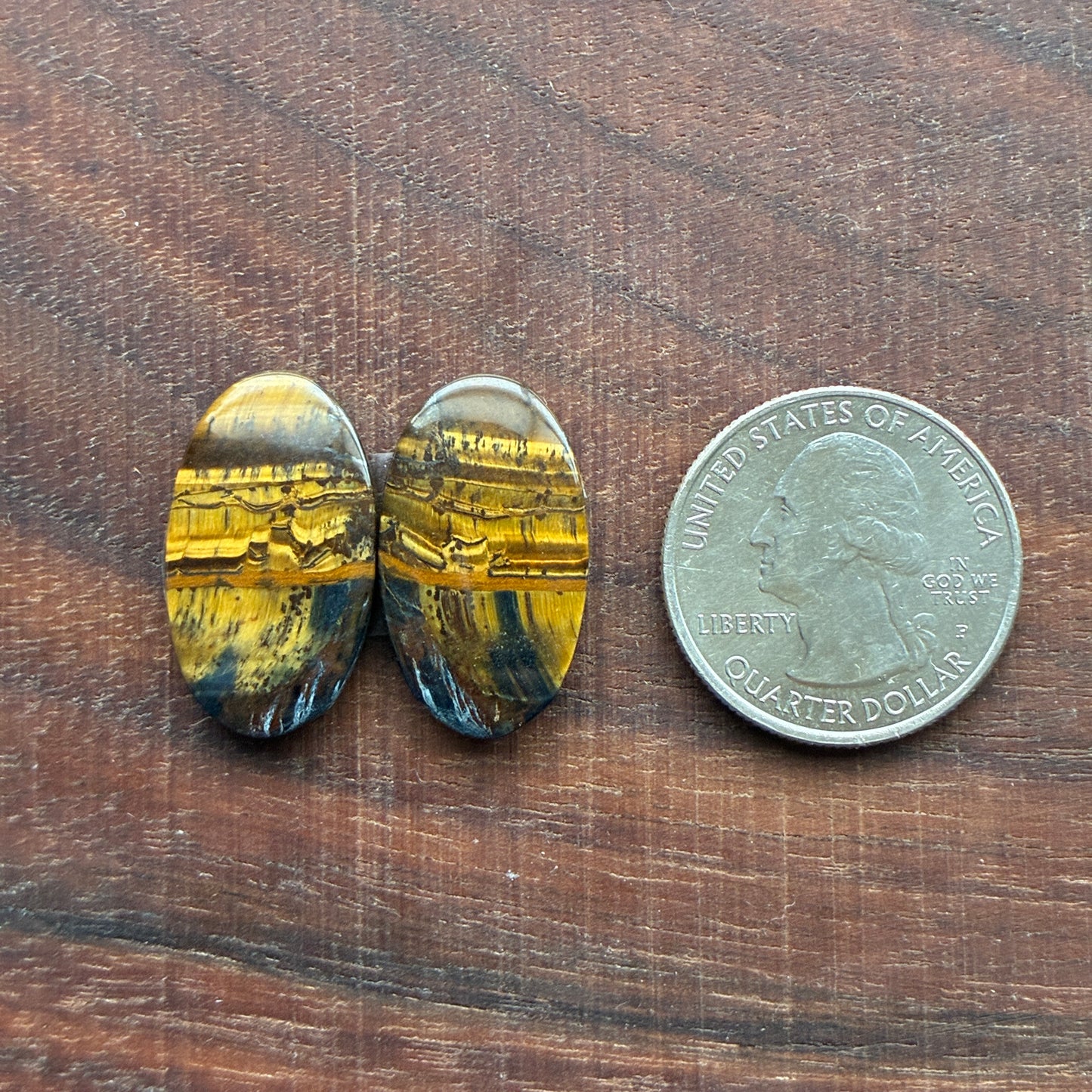 Cabochon Pair - Tiger eye - Oval - Teardrop