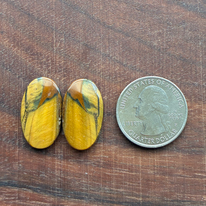 Cabochon Pair - Tiger eye - Oval - Teardrop