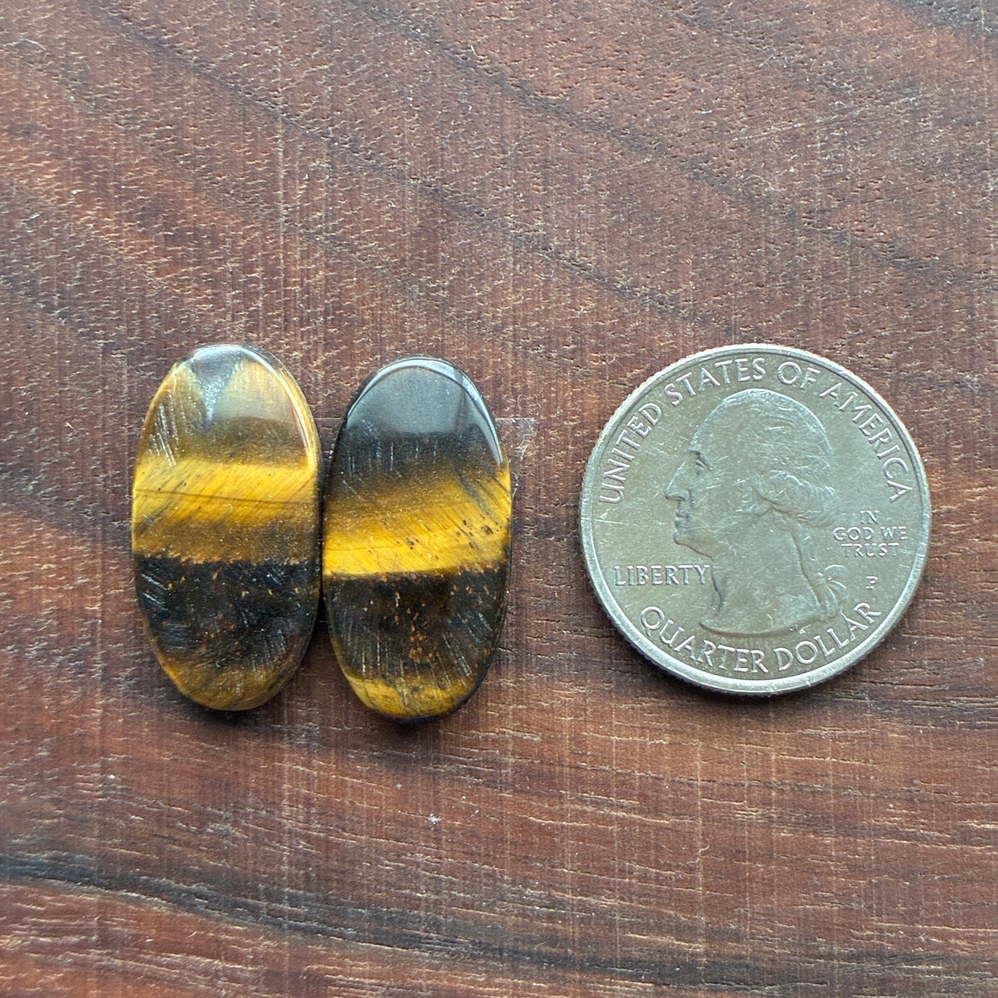 Cabochon Pair - Tiger eye - Oval - Teardrop