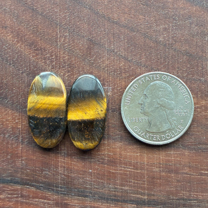 Cabochon Pair - Tiger eye - Oval - Teardrop