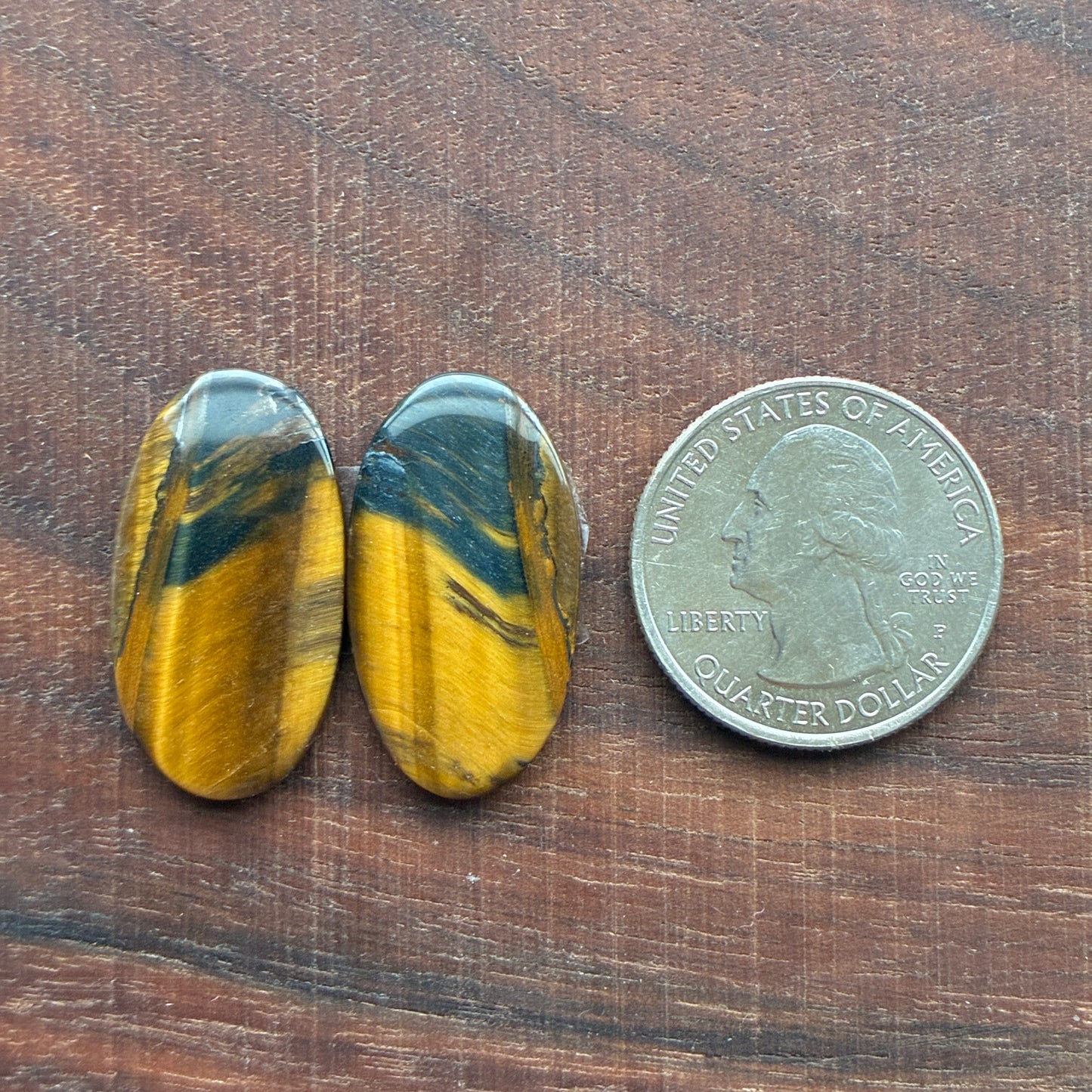 Cabochon Pair - Tiger eye - Oval - Teardrop