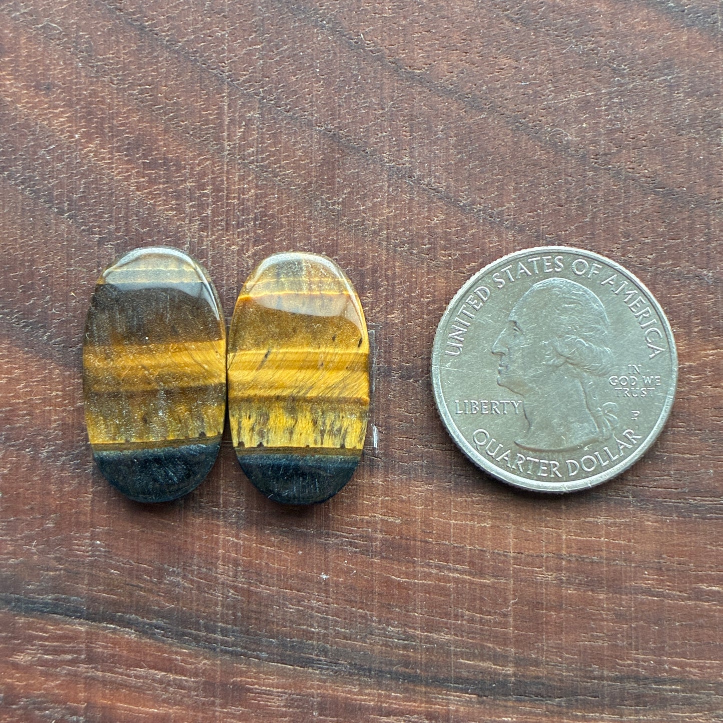 Cabochon Pair - Tiger eye - Oval - Teardrop