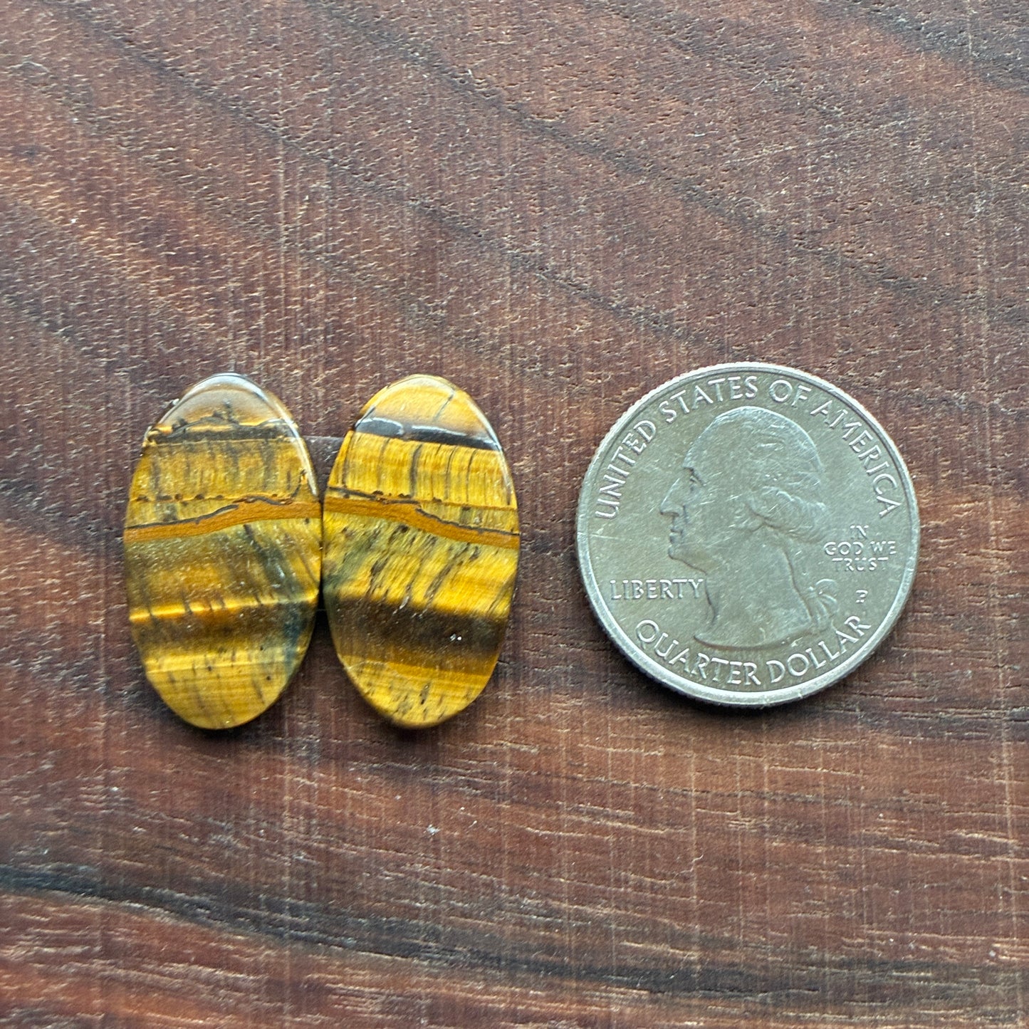 Cabochon Pair - Tiger eye - Oval - Teardrop