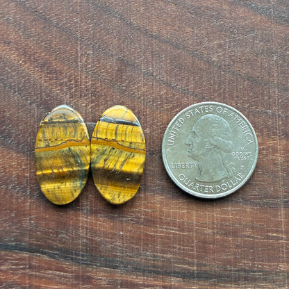 Cabochon Pair - Tiger eye - Oval - Teardrop