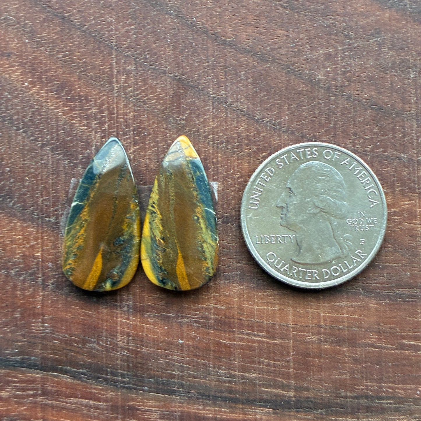 Cabochon Pair - Tiger eye - Oval - Teardrop