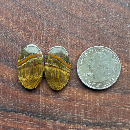 Cabochon Pair - Tiger eye - Oval - Teardrop