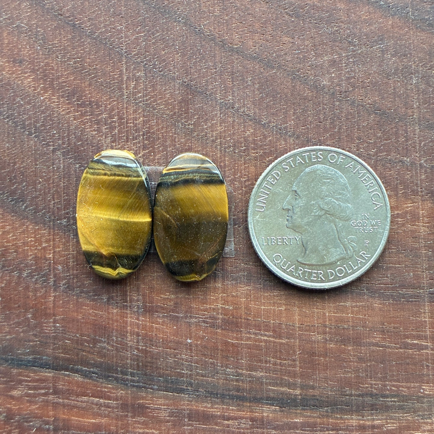 Cabochon Pair - Tiger eye - Oval - Teardrop