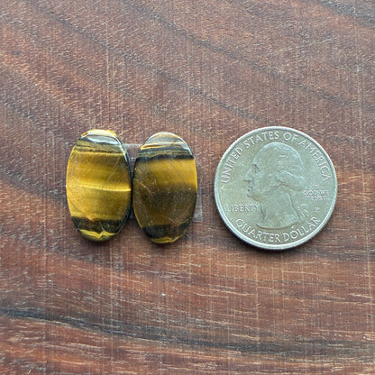 Cabochon Pair - Tiger eye - Oval - Teardrop