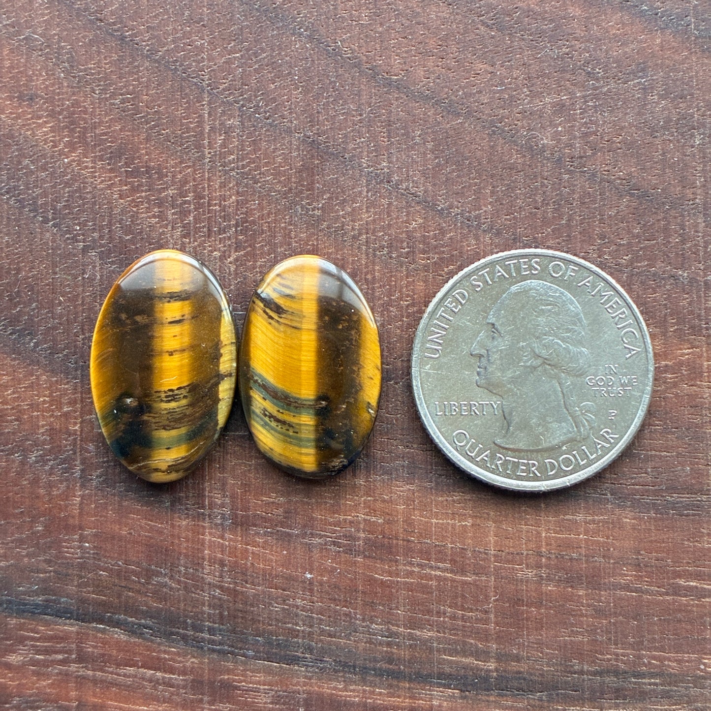 Cabochon Pair - Tiger eye - Oval - Teardrop