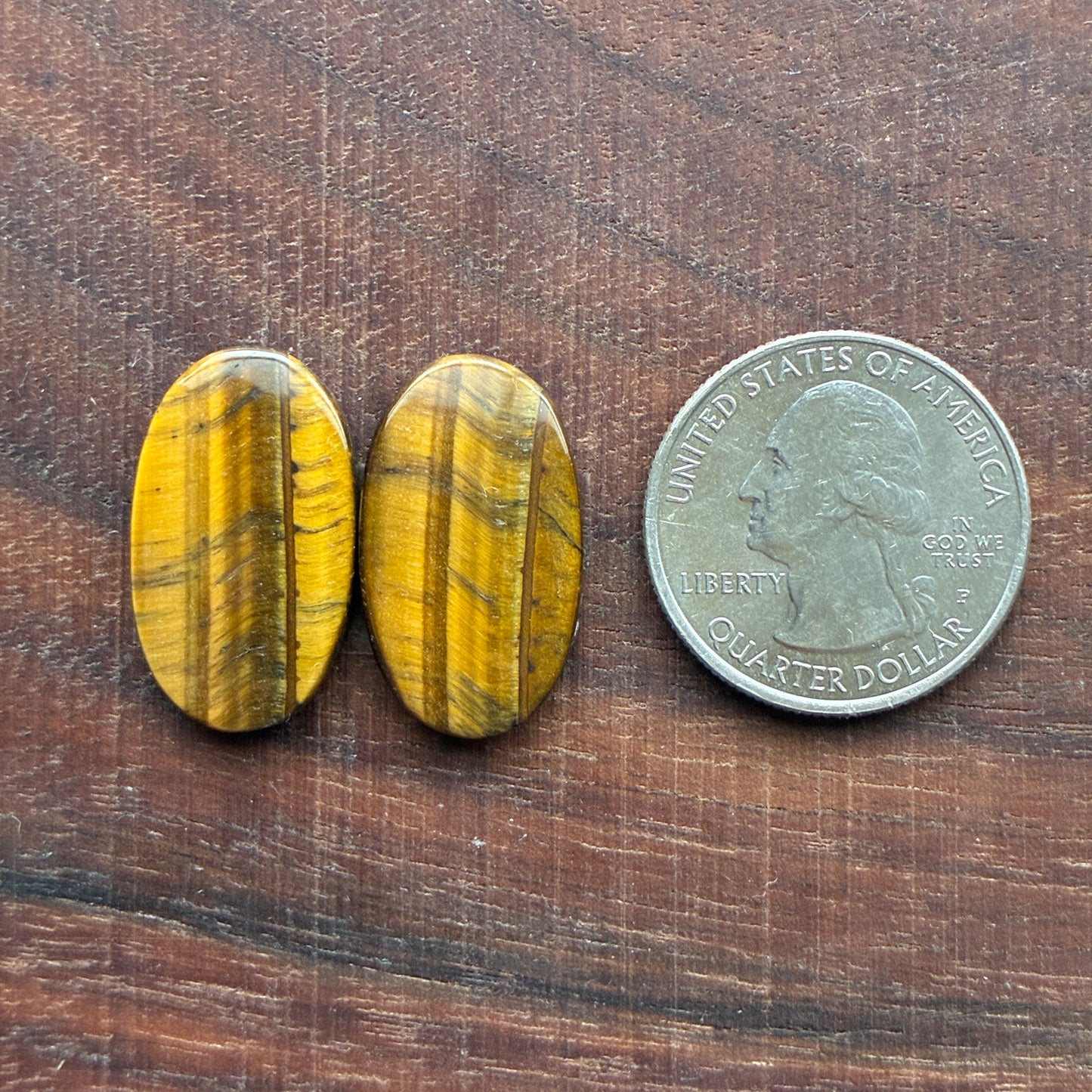 Cabochon Pair - Tiger eye - Oval - Teardrop