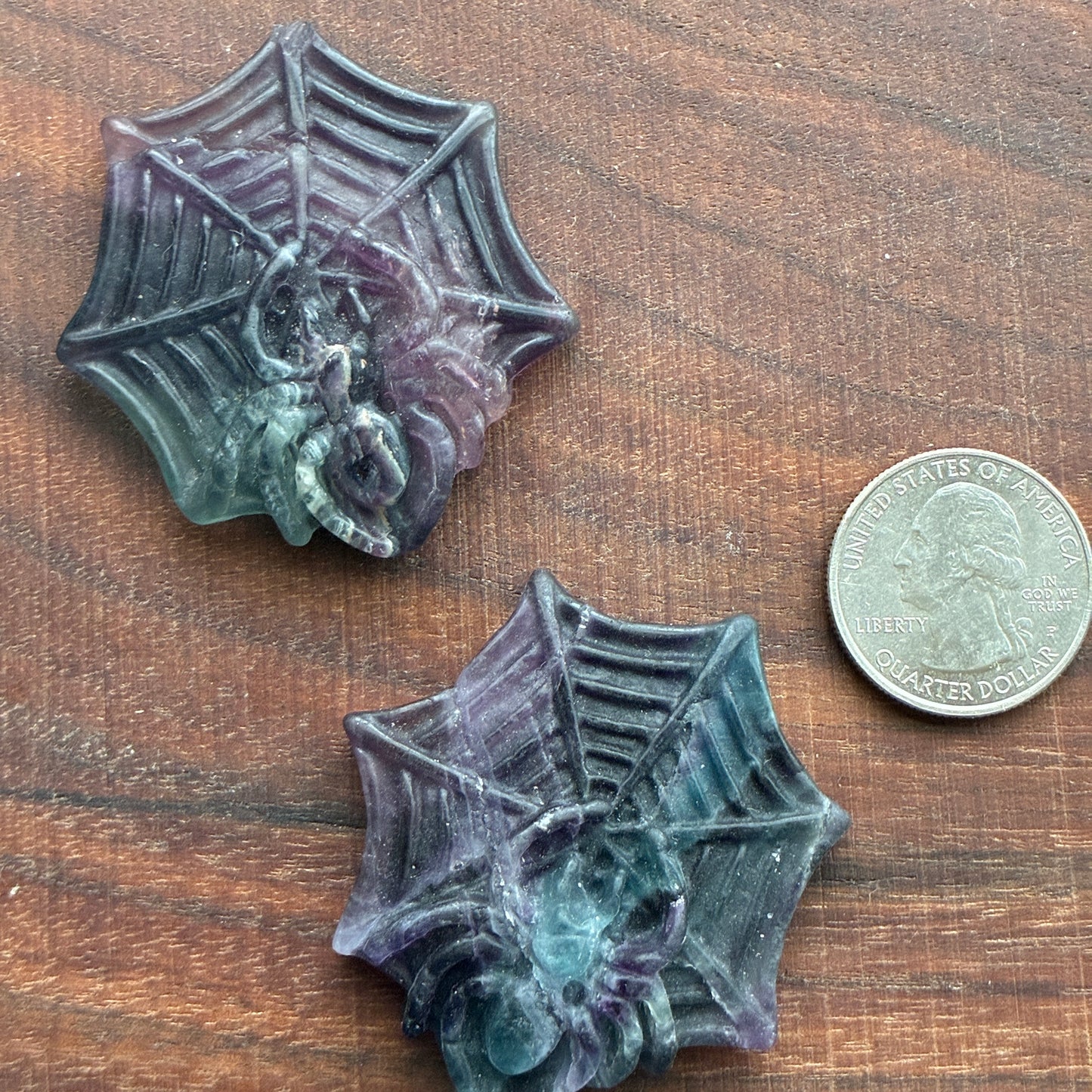Fluorite - Spider Web Carving - Flatback