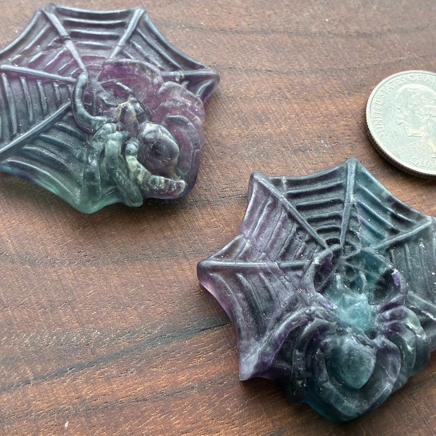 Fluorite - Spider Web Carving - Flatback