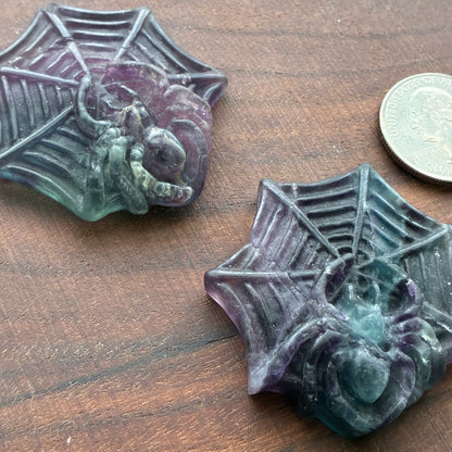 Fluorite - Spider Web Carving - Flatback
