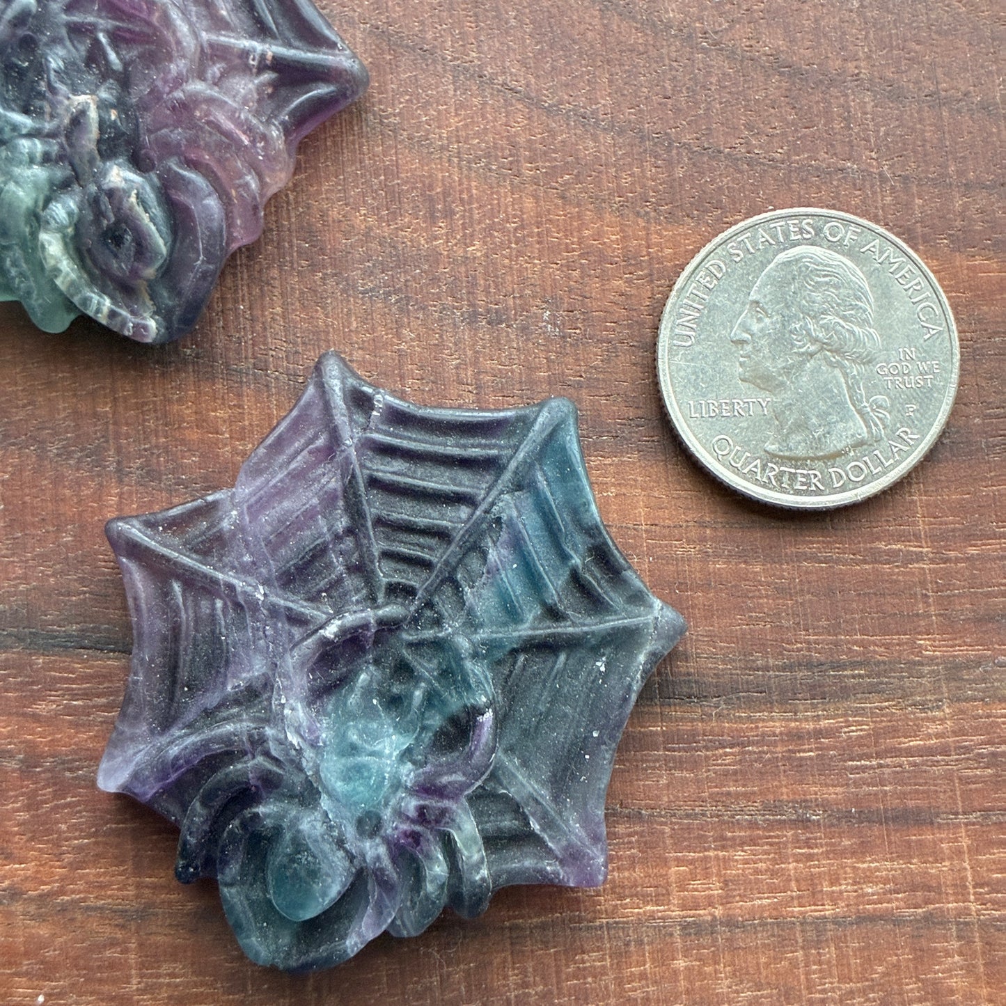 Fluorite - Spider Web Carving - Flatback