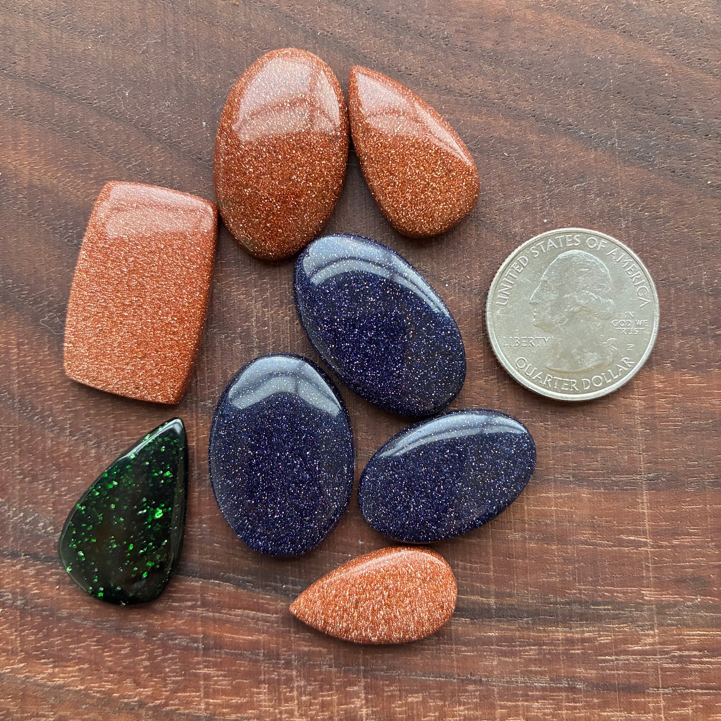 Sandstone Cabochon - Gold - Blue - Green