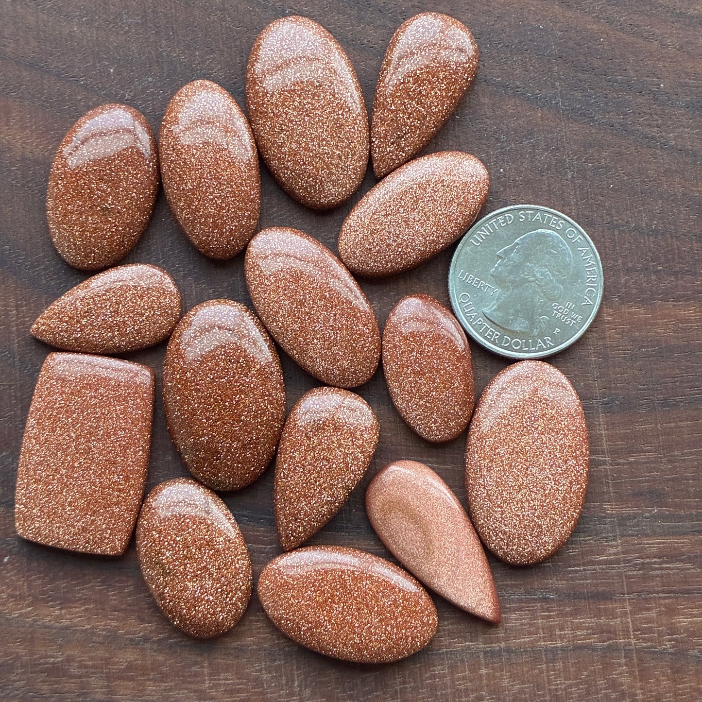 Sandstone Cabochon - Gold - Blue - Green