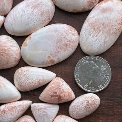 Pink Scolecite - Cabochon - Pendant - Ring - Oval - Teardrop