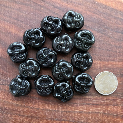 Obsidian / Rainbow Obsidian Happy Buddha Head Bead