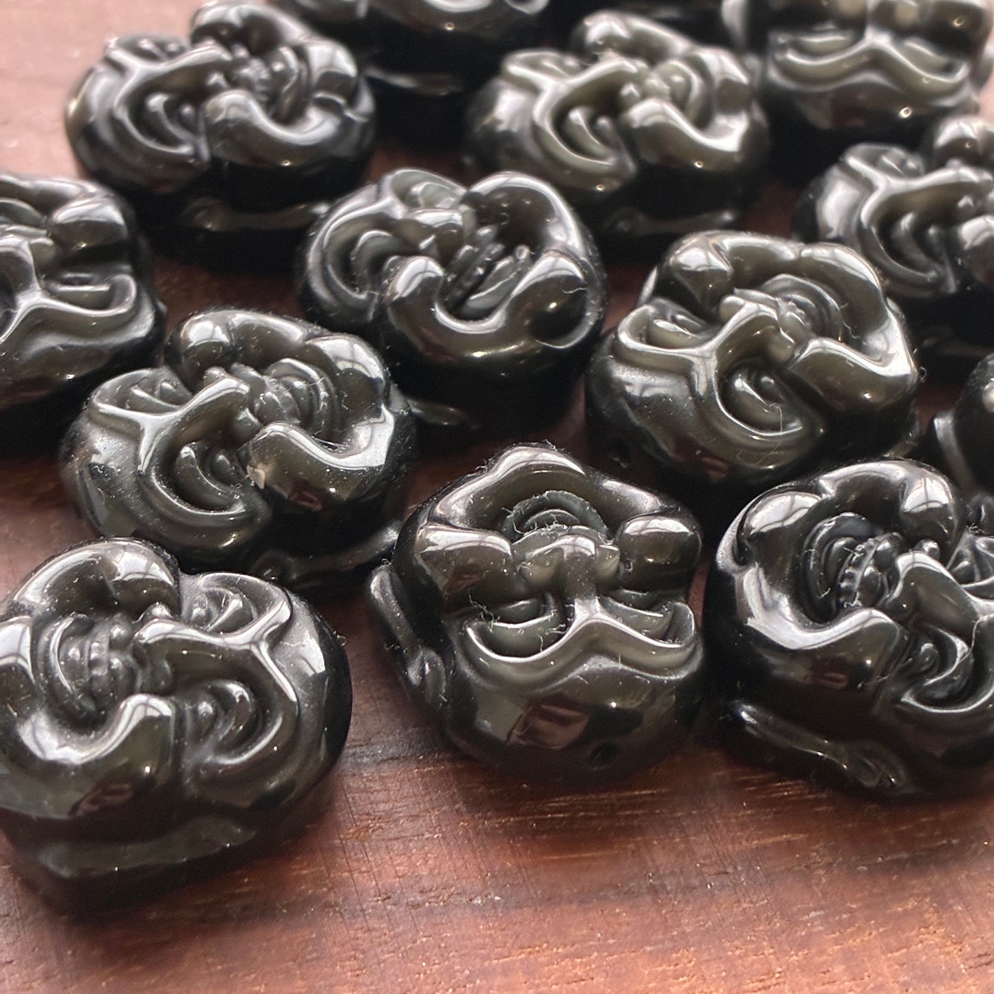 Obsidian / Rainbow Obsidian Happy Buddha Head Bead