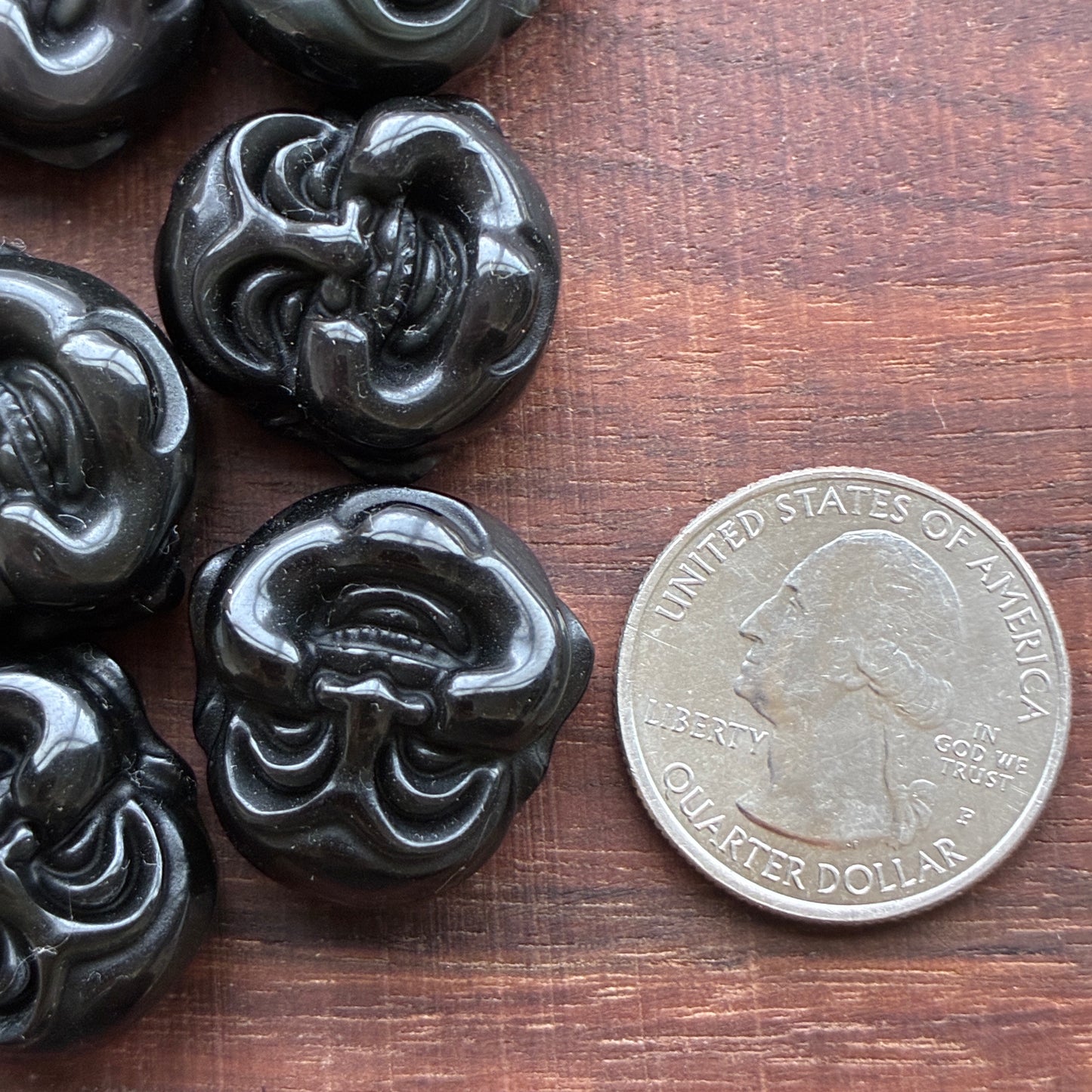 Obsidian / Rainbow Obsidian Happy Buddha Head Bead