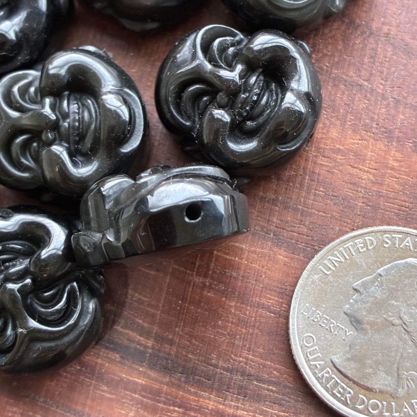 Obsidian / Rainbow Obsidian Happy Buddha Head Bead