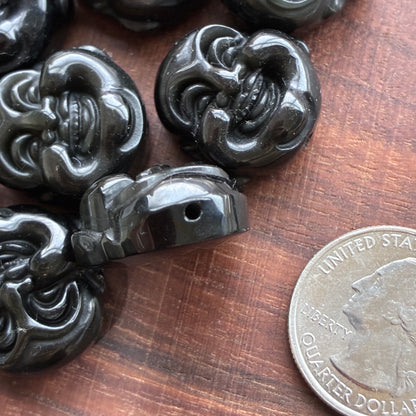 Obsidian / Rainbow Obsidian Happy Buddha Head Bead