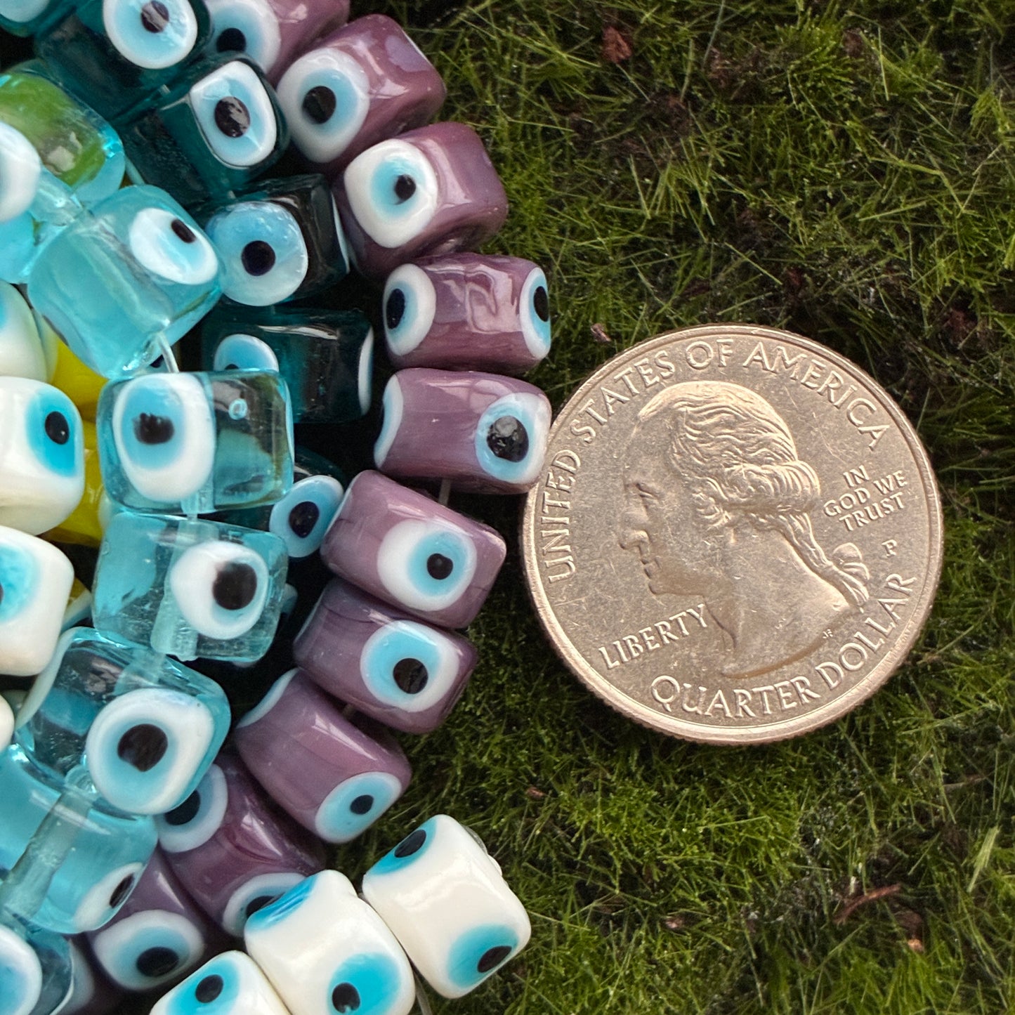Glass Bead Strand - Evil eye - Flat Rondelle - Round