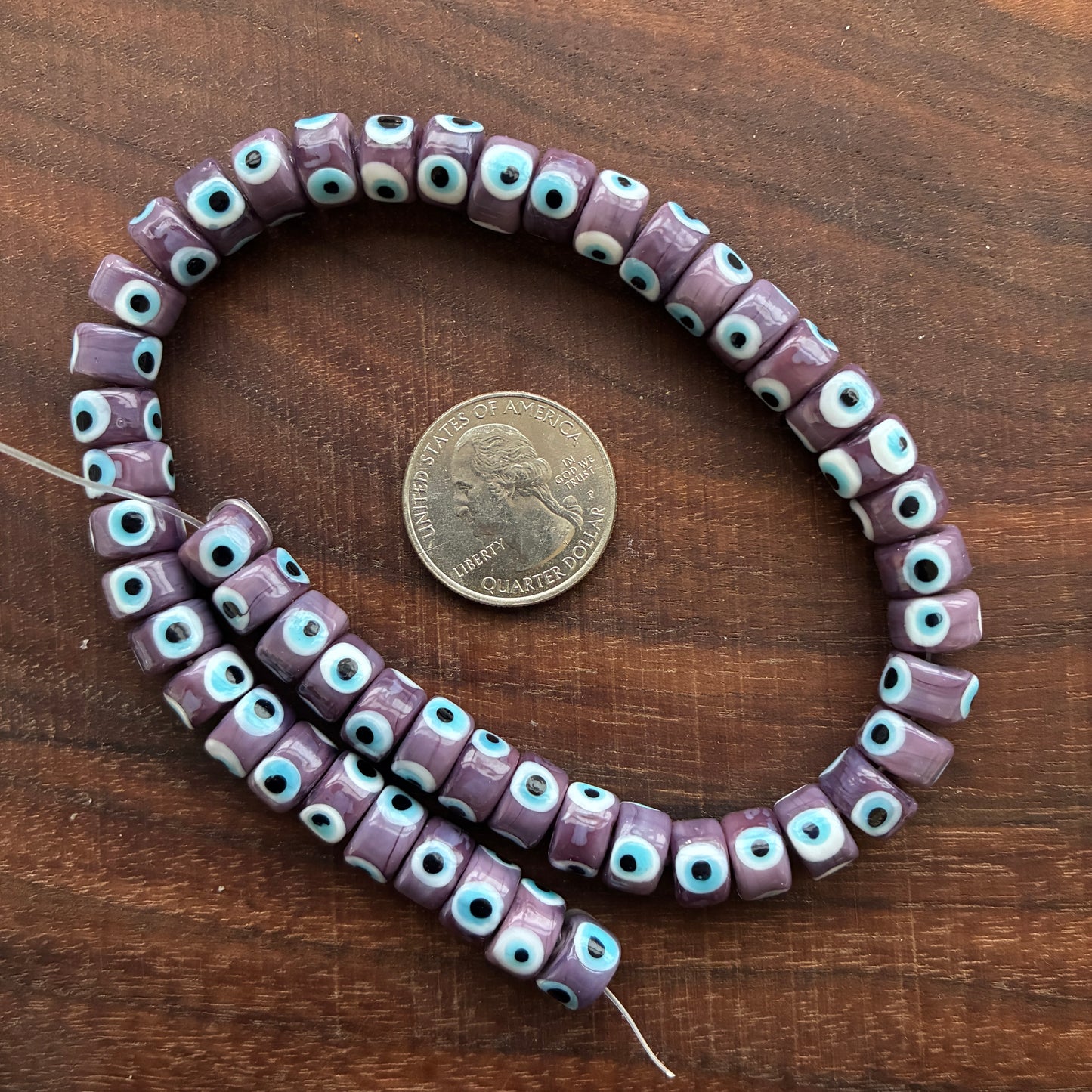 Glass Bead Strand - Evil eye - Flat Rondelle - Round