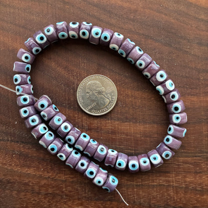 Glass Bead Strand - Evil eye - Flat Rondelle - Round