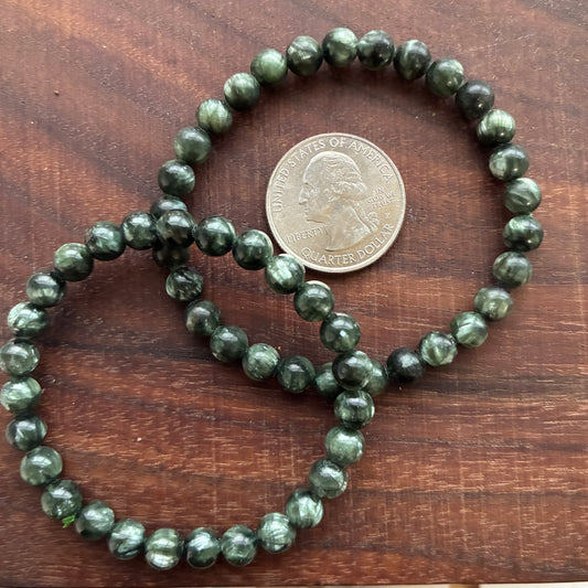 Seraphinite 6-7mm Bead Bracelet