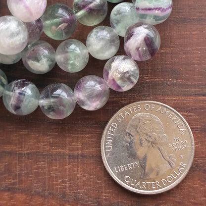 Snowflake Feather Fluorite 9mm Bead Bracelet