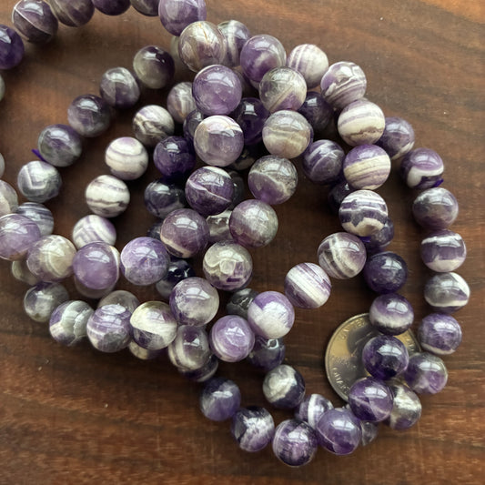 Chevron Amethyst 10-11mm Bead Bracelet