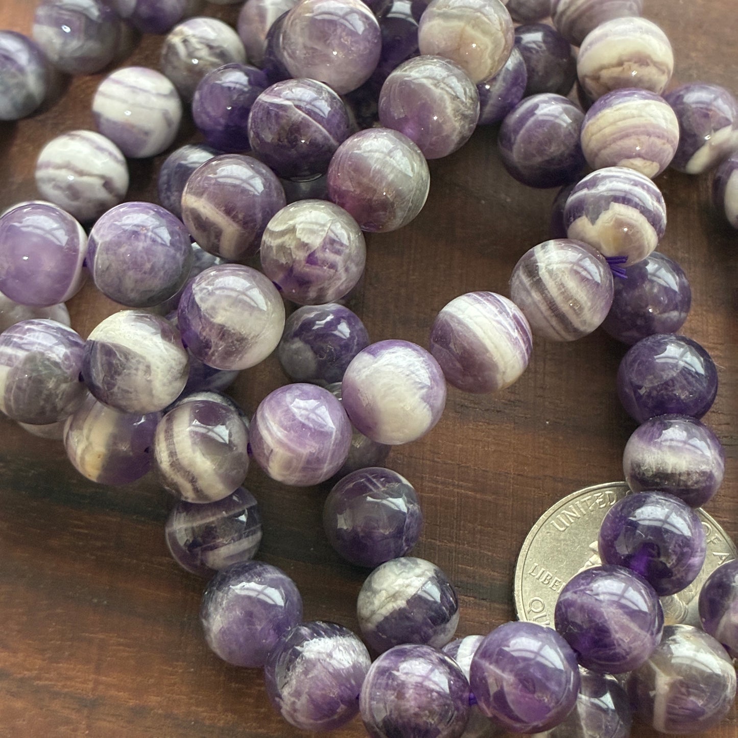 Chevron Amethyst 10-11mm Bead Bracelet