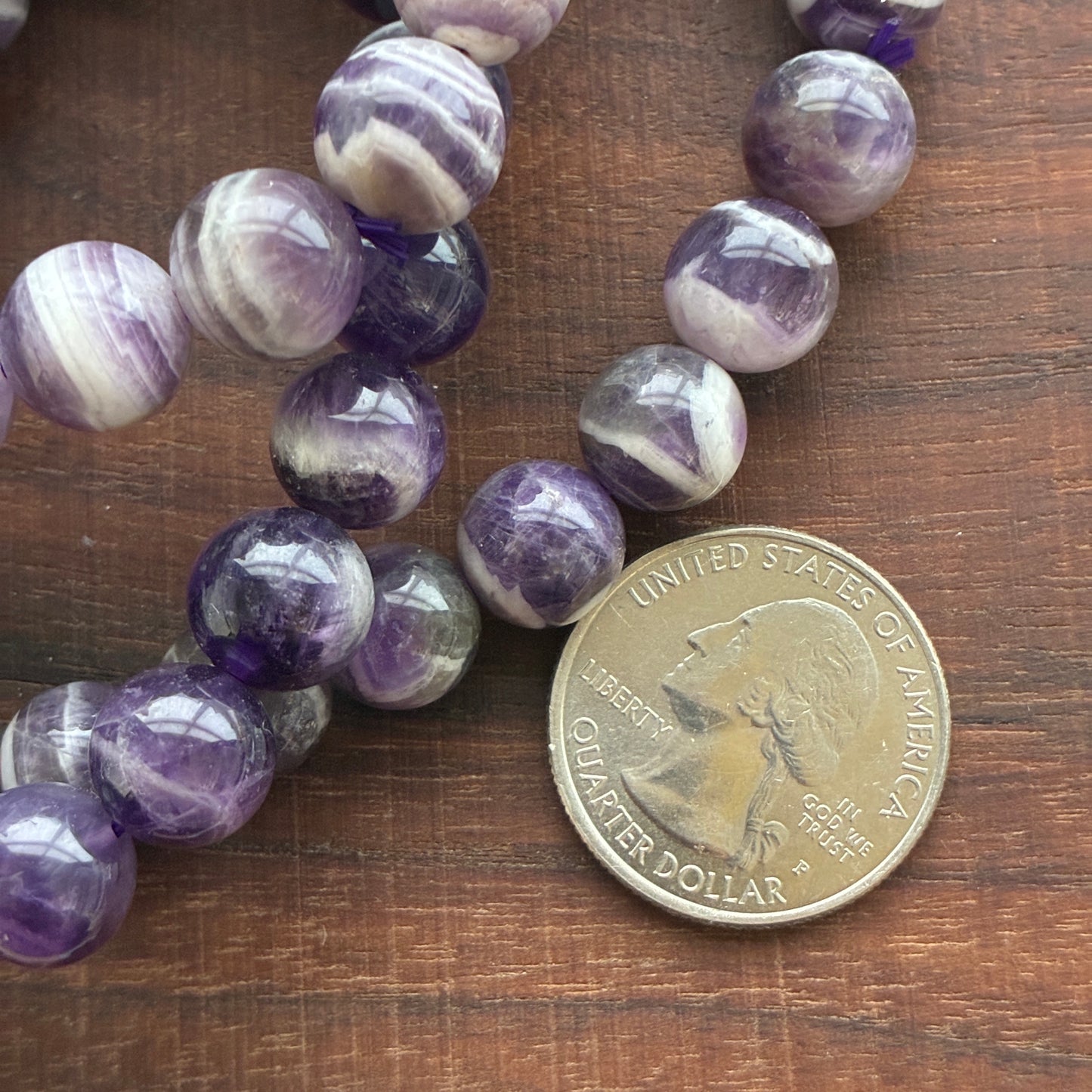 Chevron Amethyst 10-11mm Bead Bracelet