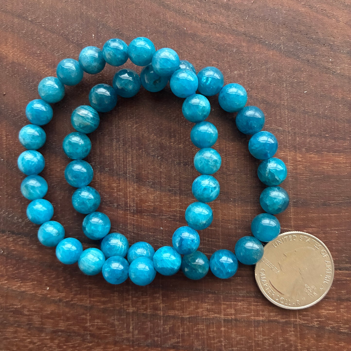 Blue Apatite 8mm Bead Bracelet