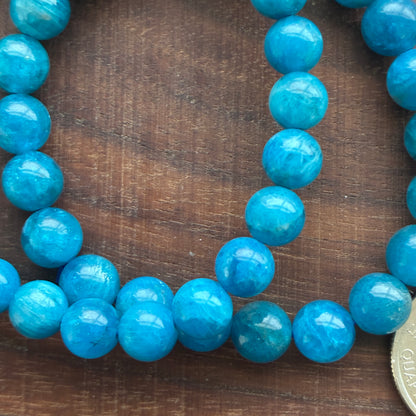 Blue Apatite 8mm Bead Bracelet