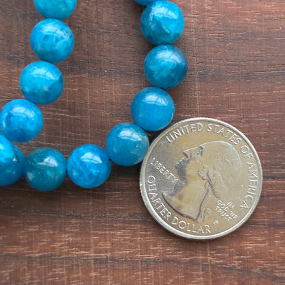 Blue Apatite 8mm Bead Bracelet