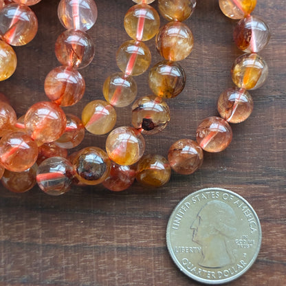Fire Quartz 9mm Bead Bracelet (Hematoid Quartz)